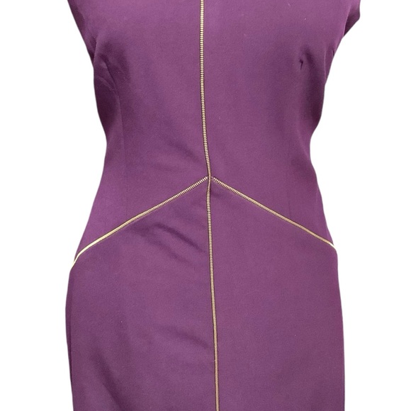 NWT Calvin Klein Dress‎ Size 8 Purple Plum Sleeveless Faux Front Zipper Design - Picture 7 of 16